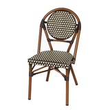 METRO Professional Chaise de terrasse NEUVILLE, Aluminium/rotin PE, 45 x 55 x 88 cm, empilable, Marron/Beige