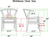 CEMELI Wishbone Lot de 2 chaises de salle à manger en bois massif naturel avec accoudoirs en rotin et bois