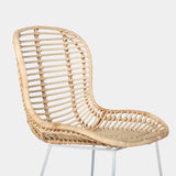KLAST Lot de 2 Chaises de Salle à Manger en Rotin Naturel avec Pieds Blancs, Design Artisanal, Résistant et Durable, avec des Variations Uniques de Couleur
