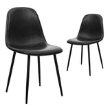 CangLong Lot de 2 rétro rembourrées pour la Cuisine et la Salle à Manger, chaises scandinaves en Similicuir avec Pieds en métal, Noir, PU, Mousse, Black, Set of 2