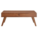 IDIMEX Table Basse Jona Style scandinave Table de Salon rectangulaire avec 2 tiroirs, en pin Massif lasuré Brun foncé