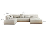 Lisa Design - Canapé Panoramique d'angle Gauche - Onyx en Tissu - Grand Sofa XXL Terracotta 7 Places - Salon