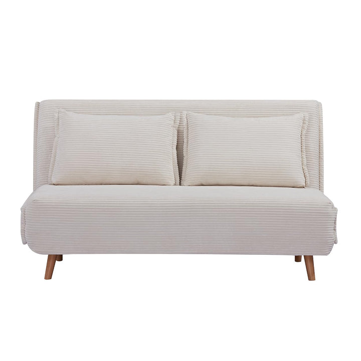 EVERGREENWEB Canapé-lit Convertible en Lit 3 Places 160 cm en Tissu Blanc, Fauteuil-lit Relax Dossier Réglable 5 Positions, Oreillers Amovibles, Pieds en Bois, Canapé Pliant Clic Clac Rembourré VELVET
