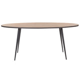 Table de Salle à Manger Ovale 180 x 90 cm Effet Bois de Chêne et Pieds en Métal Noir pour Intérieur Scandinave Rétro ou Moderne Beliani