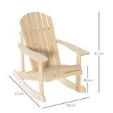 Outsunny Adirondack Chaise de jardin à bascule en pin naturel 74 x 97 x 92 cm