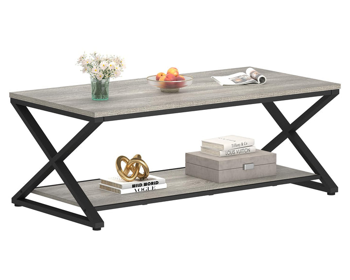 HSH Table Basse Salon Bois pour Canapé Moderne Stable Minimaliste X-Stripes avec Espace de Rangement 120 cm Chêne Gris HSH Table Basse Salon Bois pour Canapé Moderne Stable Minimaliste X-Stripes avec Espace de Rangement 120 cm Chêne Gris