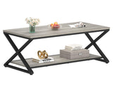 HSH Table Basse Salon Bois pour Canapé Moderne Stable Minimaliste X-Stripes avec Espace de Rangement 120 cm Chêne Gris