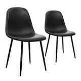 CangLong Lot de 2 rétro rembourrées pour la Cuisine et la Salle à Manger, chaises scandinaves en Similicuir avec Pieds en métal, Noir, PU, Mousse, Black, Set of 2