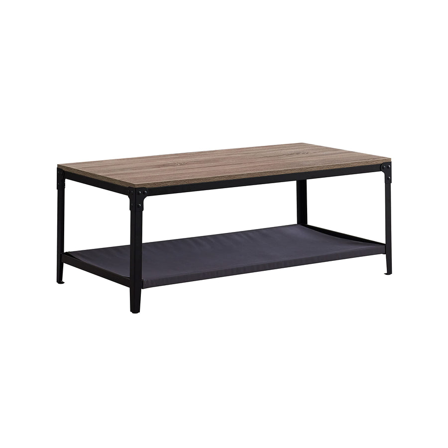 Sulypo Basse, Table d Sulypo Basse, Table d'appoint avec Couche de lit de Rangement, Cadre en métal Noir avec Plaque en Bois, Gris, 48D x 48W x 53H cm (Rectangle L117 x P60 x H46cm)