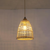 DAXGD Lampe Suspension en Rotin Bambou Naturel, Suspension Luminaire La Main Lampe Vintage, Boho Lustre Plafonnier en Osier Suspension Réglable E27 pour Table À Manger Couloir Cuisine Salon