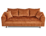Lisa Design - Rune - canapé Droit 3 Places en Velours texturé, Rouille