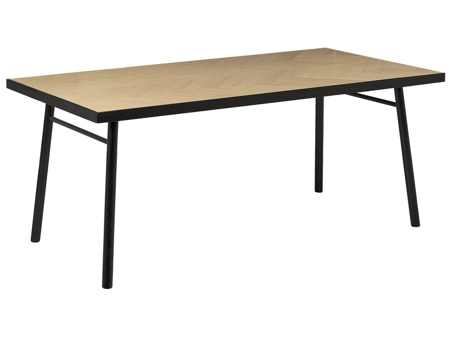 Table de Salle à Manger en MDF et Bois d'Hévéa Clair et Noir 180 x 90 cm Ivorie