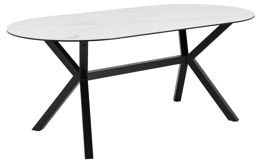 AC Design Furniture Lajla Table à Manger, Céramique Métal, Blanc, H: 74 x B: 180 x T: 90 cm AC Design Furniture Lajla Table à Manger, Céramique Métal, Blanc, H: 74 x B: 180 x T: 90 cm