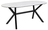 AC Design Furniture Lajla Table à Manger, Céramique Métal, Blanc, H: 74 x B: 180 x T: 90 cm