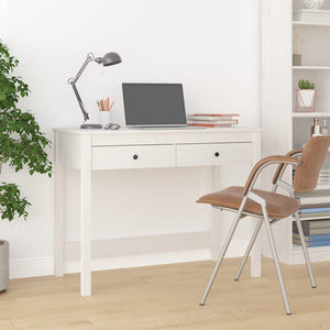 LAPOOH Bureau avec tiroirs Blanc 100x50x78 cm Bois Massif de pin,Bureau avec Rangement,Rangement Bureau,Bureau d'angle