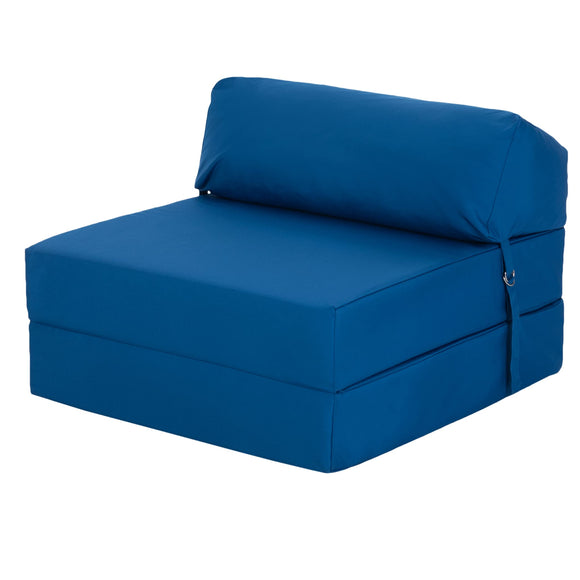 Ready Steady Bed Chaise Pliante Z-Fold Confortable | Canapé-lit Futon léger | Housse Souple et résistante à l'eau | Matelas Zbed de Conception Ergonomique (Bleu)