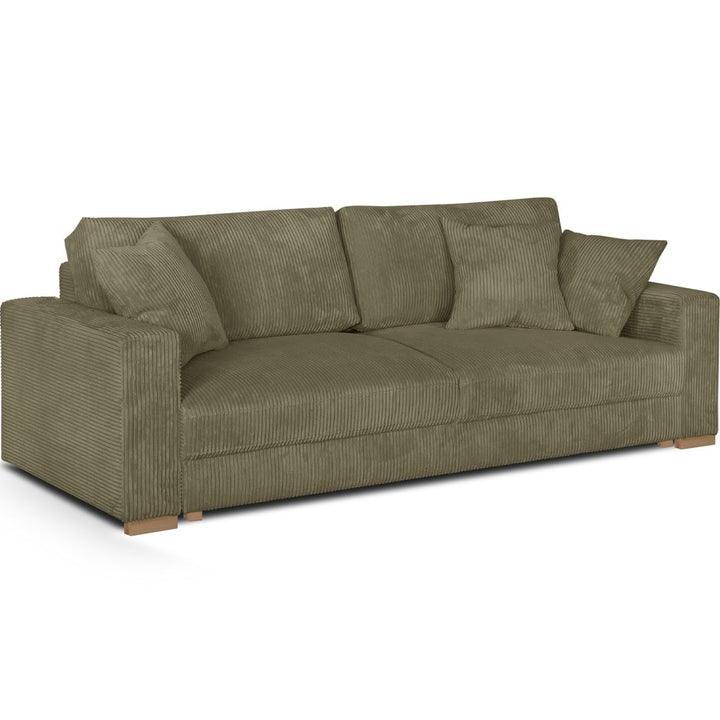 HOMIFAB Canapé Convertible 3 Places en Velours côtelé Vert Kaki avec Coffre de Rangement - Robin 219x104x78cm HOMIFAB Canapé Convertible 3 Places en Velours côtelé Vert Kaki avec Coffre de Rangement - Robin 219x104x78cm