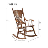 Fauteuils de salon à bascule,rocking chair adulte interieur,rocking chair adulte en bois,Grand dossier avec texte gravé, adapté pour porche, jardin, bureau, terrasse, chaise rétro ( Color : Walnut , S