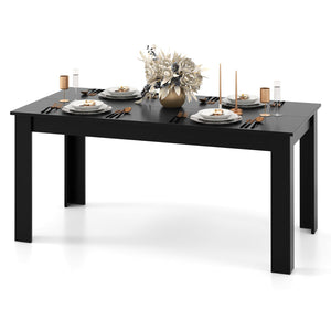 COSTWAY Table Salle à Manger de 160 CM pour 6-8 Personnes, Table Cuisine Rectangulaire avec Pieds en Formes de L Robustes, Table à Manger Noire Design, Montage Facile