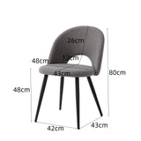 JZGORC Lot de 2 Chaise de Salle à Manger, Chaise de Salle à Manger Teddy en Velours Doux, Chaises de Cuisine avec Siège Moelleux et Accoudoirs, Pieds en Métal - Gris