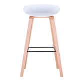 BenyLed Lot de 2 Tabourets de Bar avec Assise en Polypropylène et Pieds en Bois de Hêtre, Hauteur de l’Assise 70 cm, Blanc