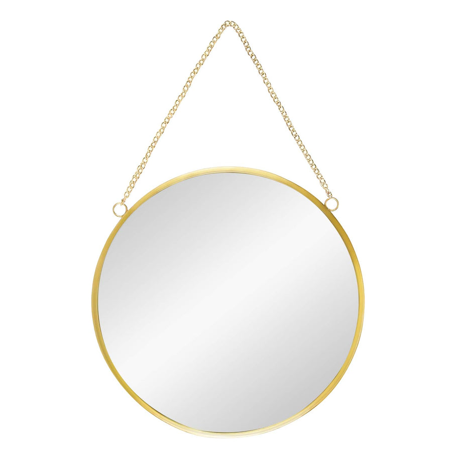 YINETTECH 30cm Miroir Mural Maison Rond Cadre Chaîne en Laiton Doré Remplacement pour Chambre Salle de Baine