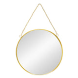 YINETTECH 30cm Miroir Mural Maison Rond Cadre Chaîne en Laiton Doré Remplacement pour Chambre Salle de Baine