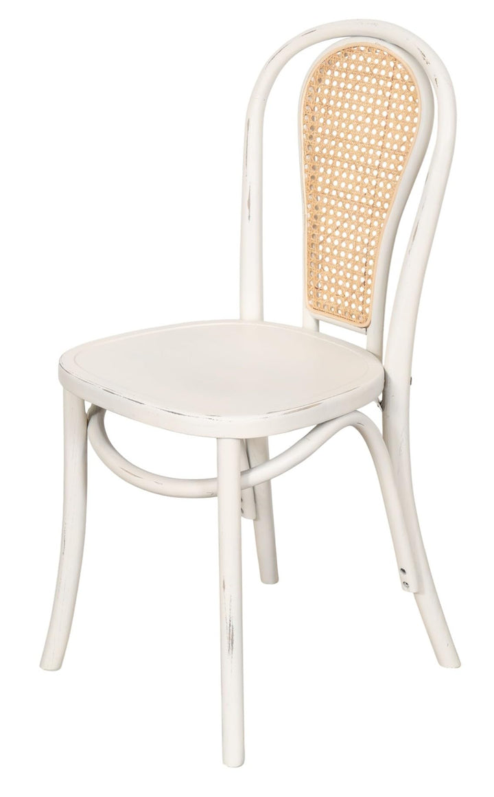 Biscottini Chaise cuisine vintage en bois de frêne 43x47x88 cm - Chaise de salle à manger blanche - Chaises de cuisine - Chaises de salle à manger en bois et paille de Vienne - Chaises de salon