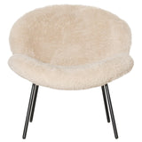 Happy Garden Fauteuil en Fausse Fourrure Beige Sacha – Chaise d'appoint 1 Place – Assise rembourrée – Structure Acier