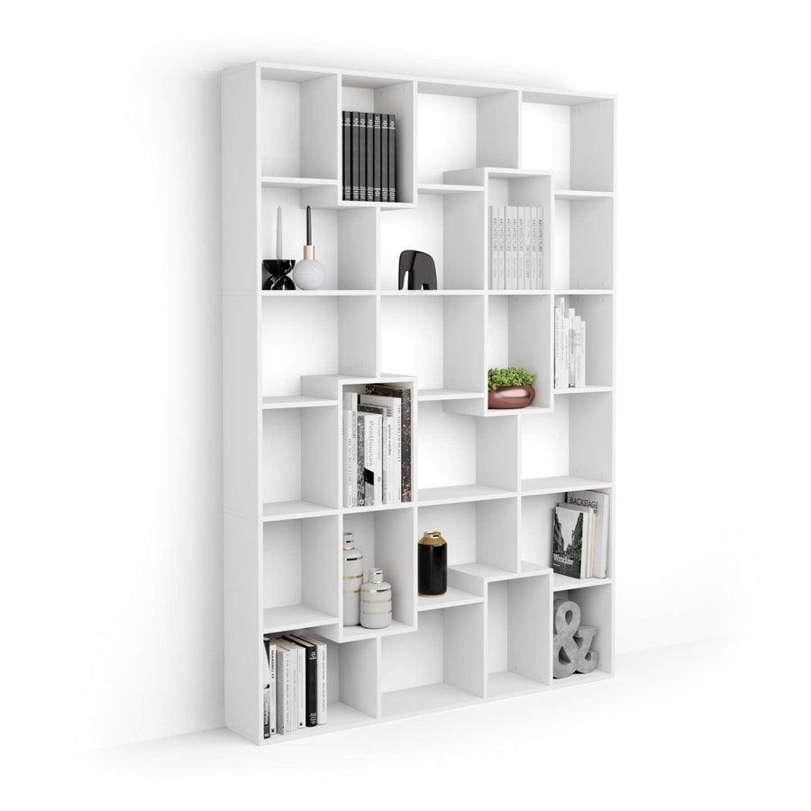 Mobili Fiver, Bibliothèque M Iacopo (160,8 x 236,4 cm), Frêne Blanc, Étagère Bibliothèque pour Salon, Bureau, Made in Italy Mobili Fiver, Bibliothèque M Iacopo (160,8 x 236,4 cm), Frêne Blanc, Étagère Bibliothèque pour Salon, Bureau, Made in Italy