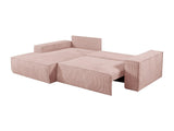 Vente-unique - Canapé d'angle Gauche Convertible en Velours côtelé Rose poudré Amelia