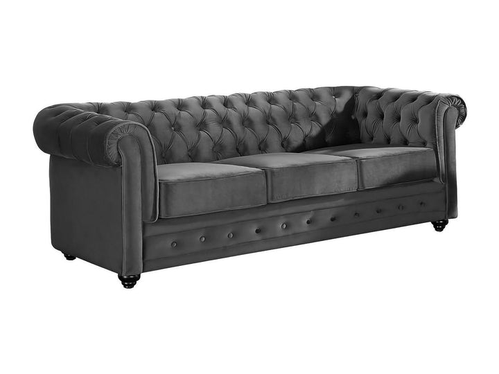 Vente-unique - Canapé 3 Places Chesterfield - Velours Anthracite Vente-unique - Canapé 3 Places Chesterfield - Velours Anthracite