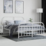 vidaXL Cadre de lit métal avec tête de lit/Pied de lit Blanc 140x200cm, lit Double, Meuble de Chambre à Coucher, lit d'invité, lit
