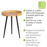 WENKO Petite table basse ronde, table d'appoint bout de canapé bois, pied métal noir, Bois Bambou, Ø 40 x 50 cm