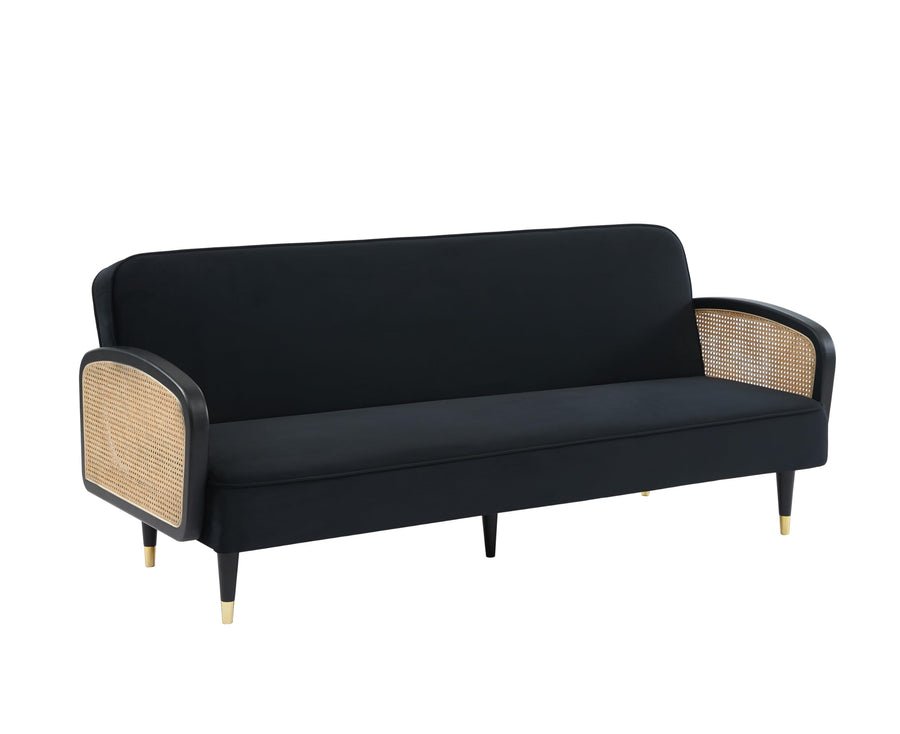 BAÏTA Canapé Droit Convertible Lea 3 Places en Velours Noir BAÏTA Canapé Droit Convertible Lea 3 Places en Velours Noir