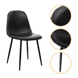 CangLong Lot de 2 rétro rembourrées pour la Cuisine et la Salle à Manger, chaises scandinaves en Similicuir avec Pieds en métal, Noir, PU, Mousse, Black, Set of 2