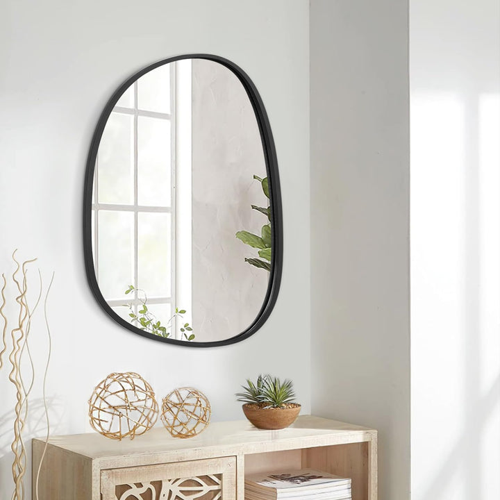 Lzuso Miroir Mural Noir décoratif asymétrique Grand Miroir Mural Ovale Moderne à Cadre en Bois Style Unique vanité Murale Art Miroir à Vagues Salon Chambre Salle de Bain xuanguan 65x45cm Lzuso Miroir Mural Noir décoratif asymétrique Grand Miroir Mural Ovale Moderne à Cadre en Bois Style Unique vanité Murale Art Miroir à Vagues Salon Chambre Salle de Bain xuanguan 65x45cm