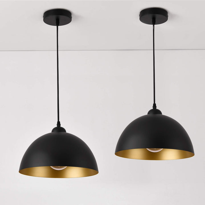 lux.pro Lot de 2 Lampes à Suspension Éclairage Intérieur Hauteur Réglable Métal Diamètre 30 cm Noir Doré lux.pro Lot de 2 Lampes à Suspension Éclairage Intérieur Hauteur Réglable Métal Diamètre 30 cm Noir Doré