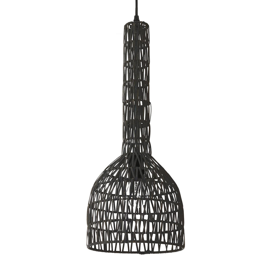 LUSSIOL Luminaire Laila, suspension rotin, 60 W, noir, ø 23 x H 60 cm LUSSIOL Luminaire Laila, suspension rotin, 60 W, noir, ø 23 x H 60 cm