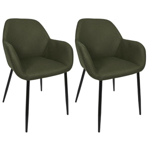 Lot de 2 fauteuils de table en tissu texturé maille 3D kaki - ELECTRON Lot de 2 fauteuils de table en tissu texturé maille 3D kaki - ELECTRON