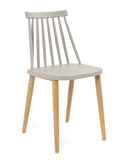 KAYELLES Lot de 2 - Chaise de Cuisine à barreaux bistrot café rétro scandinave, Pieds métal façon Bois Clair BAO (Gris)