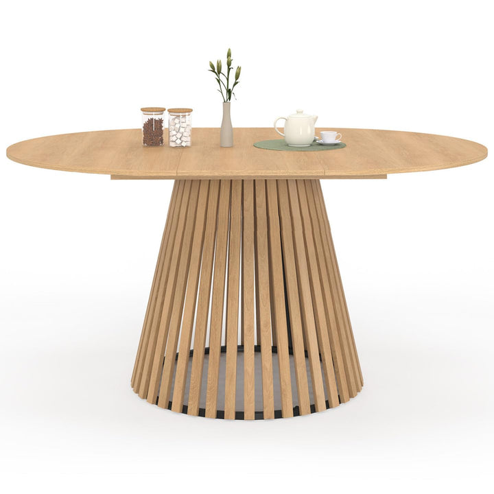 IDMarket - Table à Manger Extensible Ronde Carmen 110-150 cm Lattes Bois IDMarket - Table à Manger Extensible Ronde Carmen 110-150 cm Lattes Bois