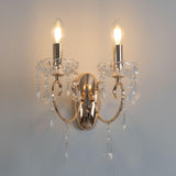 KOSILUM - Applique 2 bras cristal baroque pampilles or rose - Pavia - Lumière Blanc Chaud Eclairage Salon Chambre Cuisine Couloir - - - E14 - IP20