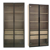 KOMHTOM Armoire de Rangement LED pour Salle de Bain avec Portes en Verre, Meuble Rangement Salle de Bain avec tiroirs Armoire de Toilette Moderne et Minimaliste vitrine en Verre (1)