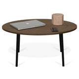 Symbiosis Ply Table Basse, Noyer et Métal Noir, 80x80x35 cm