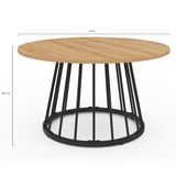 IDMarket - Table Basse Ronde Yuna 70 cm Plateau Bois et Pied Filaire en métal Noir