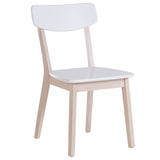 Lot de 2 Chaises en MDF Blanc et Bois d'Hévéa Clair de Style Scandinave Santos