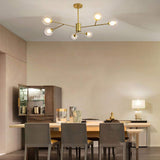 Moderne 9-lumières Or Spoutnik Lustre Unique Métal Chromé Industrielle Pendant Light Sphérique Verre Lampe De Plafond Pour Cuisine Évier Bar-Doré 9 têtes