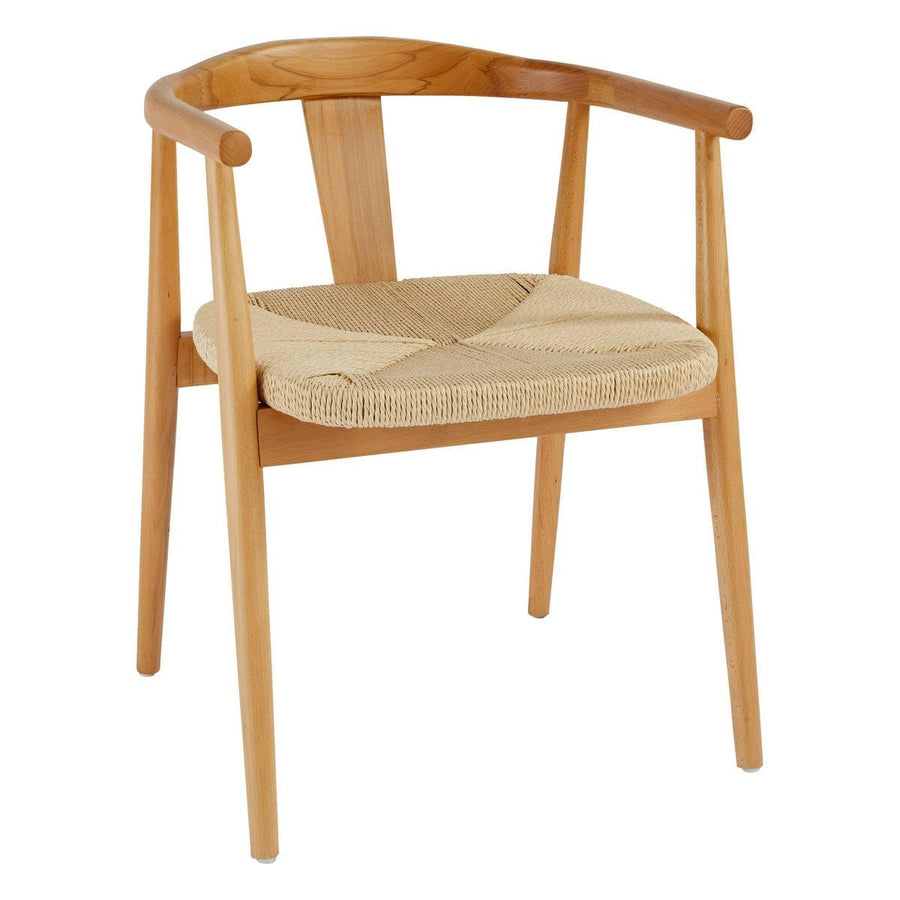Chaise Fauteuil de Table en Bois Naturel et Assise tressée Beige H 73 cm - Atmosphera Chaise Fauteuil de Table en Bois Naturel et Assise tressée Beige H 73 cm - Atmosphera