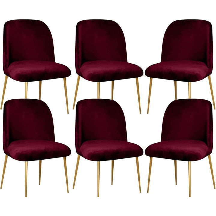 Lot de 2 chaises de salle à manger modernes en velours avec dossier incurvé, style milieu du siècle, pour cuisine et salon, bordeaux